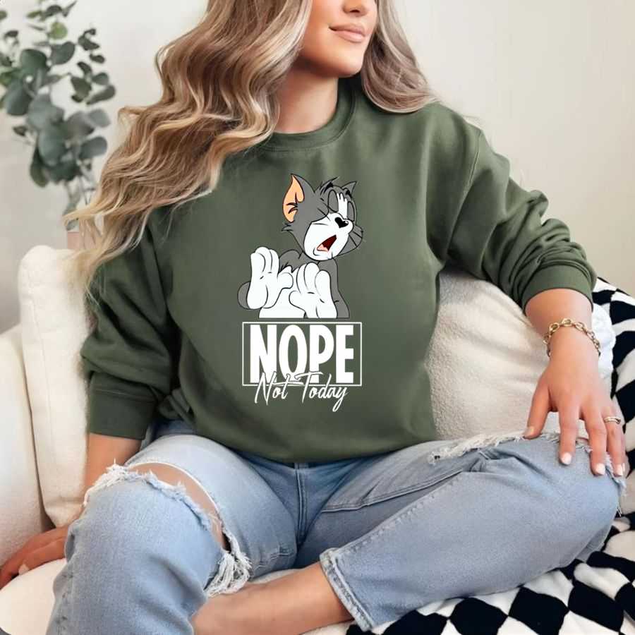 Tom & Jerry "nope" Funny Reaction Sweatshirt Tom & Jerry "nope" Funny Reaction Sweatshirt